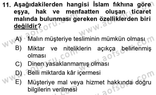 Günümüz Fıkıh Problemleri Dersi 2025 - 2026 Yılı (Final) Dönem Sonu Sınav Soruları 11. Soru
