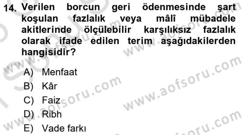 Günümüz Fıkıh Problemleri Dersi 2025 - 2026 Yılı (Final) Dönem Sonu Sınav Soruları 14. Soru