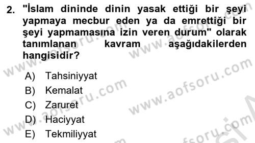 Günümüz Fıkıh Problemleri Dersi 2025 - 2026 Yılı (Final) Dönem Sonu Sınav Soruları 2. Soru