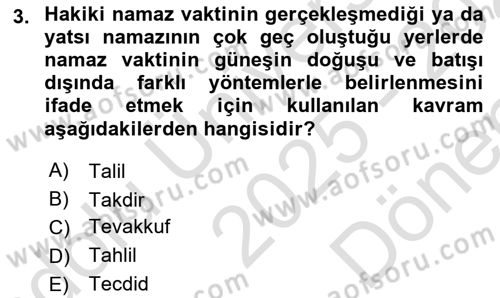 Günümüz Fıkıh Problemleri Dersi 2025 - 2026 Yılı (Final) Dönem Sonu Sınav Soruları 3. Soru