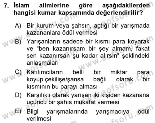 Günümüz Fıkıh Problemleri Dersi 2025 - 2026 Yılı (Final) Dönem Sonu Sınav Soruları 7. Soru