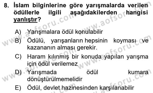 Günümüz Fıkıh Problemleri Dersi 2025 - 2026 Yılı (Final) Dönem Sonu Sınav Soruları 8. Soru