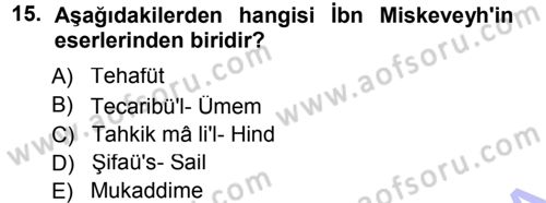 İslam Düşünce Tarihi Dersi 2012 - 2013 Yılı (Final) Dönem Sonu Sınav Soruları 15. Soru