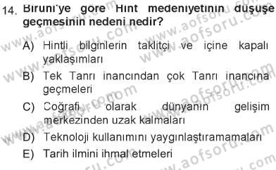 İslam Düşünce Tarihi Dersi 2012 - 2013 Yılı Tek Ders Sınav Soruları 14. Soru