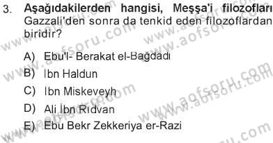 İslam Düşünce Tarihi Dersi 2012 - 2013 Yılı Tek Ders Sınav Soruları 3. Soru