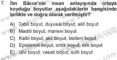 İslam Düşünce Tarihi Dersi 2012 - 2013 Yılı Tek Ders Sınav Soruları 7. Soru