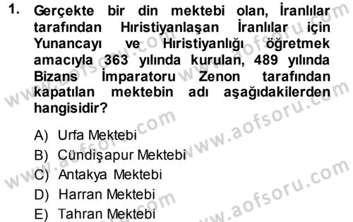 İslam Düşünce Tarihi Dersi 2013 - 2014 Yılı (Vize) Ara Sınav Soruları 1. Soru