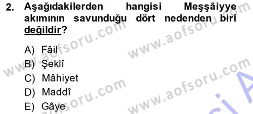 İslam Düşünce Tarihi Dersi 2014 - 2015 Yılı (Vize) Ara Sınav Soruları 2. Soru