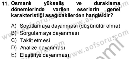 İslam Düşünce Tarihi Dersi 2014 - 2015 Yılı (Final) Dönem Sonu Sınav Soruları 11. Soru
