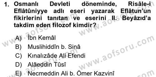 İslam Düşünce Tarihi Dersi 2015 - 2016 Yılı Tek Ders Sınav Soruları 1. Soru