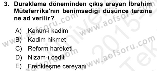 İslam Düşünce Tarihi Dersi 2015 - 2016 Yılı Tek Ders Sınav Soruları 3. Soru