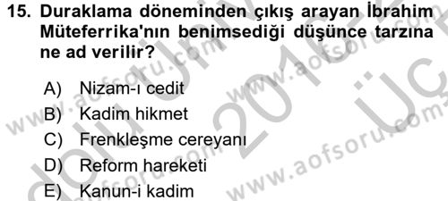 İslam Düşünce Tarihi Dersi 2016 - 2017 Yılı 3 Ders Sınav Soruları 15. Soru