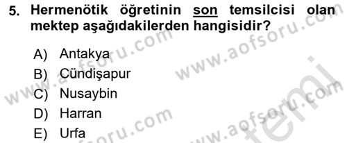 İslam Düşünce Tarihi Dersi 2018 - 2019 Yılı 3 Ders Sınav Soruları 5. Soru