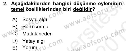 İslam Düşünce Tarihi Dersi 2018 - 2019 Yılı (Final) Dönem Sonu Sınav Soruları 2. Soru