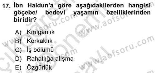 İslam Düşünce Tarihi Dersi 2019 - 2020 Yılı (Final) Dönem Sonu Sınav Soruları 17. Soru