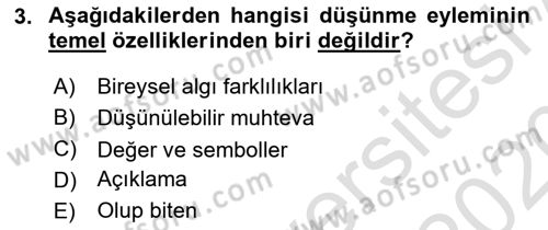 İslam Düşünce Tarihi Dersi 2019 - 2020 Yılı (Final) Dönem Sonu Sınav Soruları 3. Soru