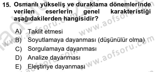 İslam Düşünce Tarihi Dersi 2021 - 2022 Yılı Yaz Okulu Sınav Soruları 15. Soru