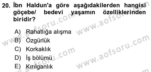 İslam Düşünce Tarihi Dersi 2021 - 2022 Yılı Yaz Okulu Sınav Soruları 20. Soru