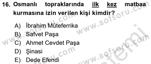 İslam Düşünce Tarihi Dersi 2022 - 2023 Yılı Yaz Okulu Sınav Soruları 16. Soru