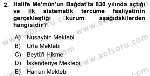 İslam Düşünce Tarihi Dersi 2022 - 2023 Yılı Yaz Okulu Sınav Soruları 2. Soru