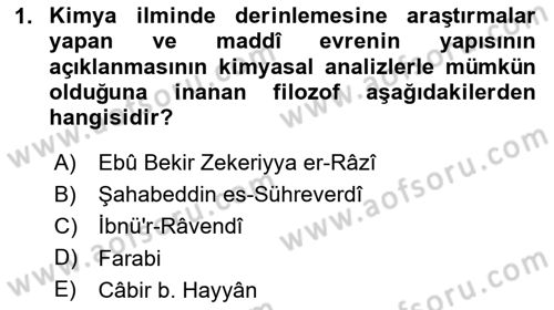 İslam Düşünce Tarihi Dersi 2023 - 2024 Yılı Yaz Okulu Sınavı 1. Soru