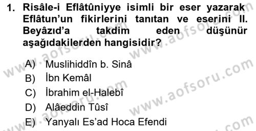 İslam Düşünce Tarihi Dersi Ara Sınavı Deneme Sınav Soruları 1. Soru