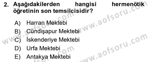 İslam Düşünce Tarihi Dersi Ara Sınavı Deneme Sınav Soruları 2. Soru