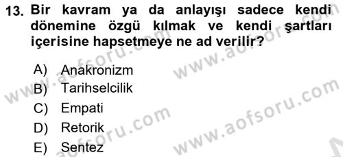 İslam Düşünce Tarihi Dersi 2025 - 2026 Yılı Yaz Okulu Sınav Soruları 13. Soru