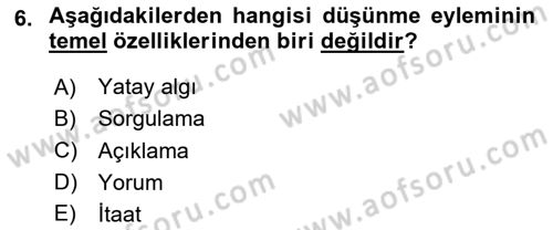 İslam Düşünce Tarihi Dersi 2025 - 2026 Yılı Yaz Okulu Sınav Soruları 6. Soru