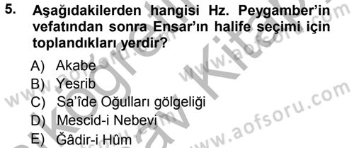 İslam Mezhepleri Tarihi Dersi 2012 - 2013 Yılı (Vize) Ara Sınav Soruları 5. Soru