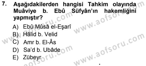 İslam Mezhepleri Tarihi Dersi 2012 - 2013 Yılı (Vize) Ara Sınav Soruları 7. Soru