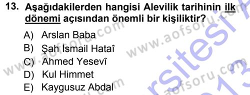 İslam Mezhepleri Tarihi Dersi 2012 - 2013 Yılı (Final) Dönem Sonu Sınav Soruları 13. Soru