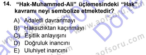 İslam Mezhepleri Tarihi Dersi 2012 - 2013 Yılı (Final) Dönem Sonu Sınav Soruları 14. Soru