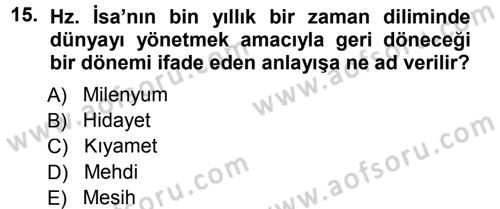 İslam Mezhepleri Tarihi Dersi 2012 - 2013 Yılı (Final) Dönem Sonu Sınav Soruları 15. Soru