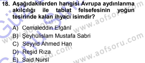 İslam Mezhepleri Tarihi Dersi 2012 - 2013 Yılı (Final) Dönem Sonu Sınav Soruları 18. Soru