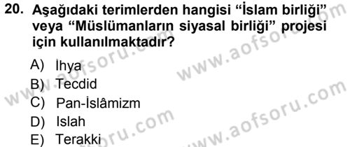 İslam Mezhepleri Tarihi Dersi 2012 - 2013 Yılı (Final) Dönem Sonu Sınav Soruları 20. Soru