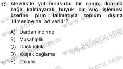 İslam Mezhepleri Tarihi Dersi 2012 - 2013 Yılı Tek Ders Sınav Soruları 15. Soru