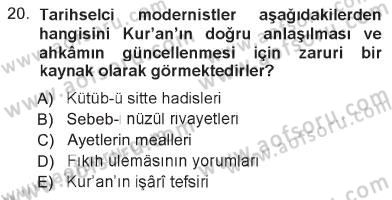 İslam Mezhepleri Tarihi Dersi 2012 - 2013 Yılı Tek Ders Sınav Soruları 20. Soru