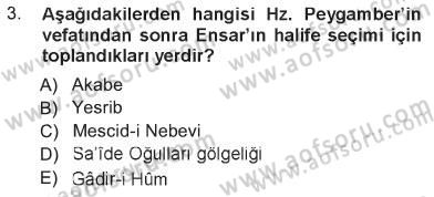 İslam Mezhepleri Tarihi Dersi 2012 - 2013 Yılı Tek Ders Sınav Soruları 3. Soru