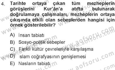 İslam Mezhepleri Tarihi Dersi 2012 - 2013 Yılı Tek Ders Sınav Soruları 4. Soru