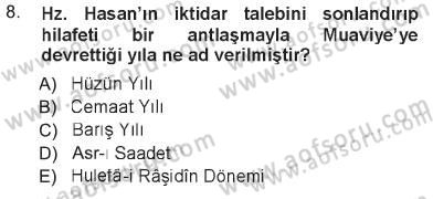İslam Mezhepleri Tarihi Dersi 2012 - 2013 Yılı Tek Ders Sınav Soruları 8. Soru