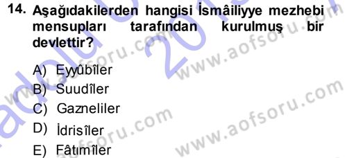 İslam Mezhepleri Tarihi Dersi 2013 - 2014 Yılı (Vize) Ara Sınav Soruları 14. Soru