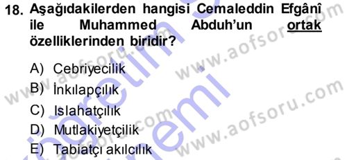 İslam Mezhepleri Tarihi Dersi 2013 - 2014 Yılı (Final) Dönem Sonu Sınav Soruları 18. Soru