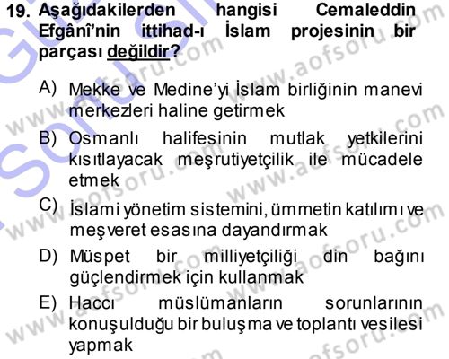 İslam Mezhepleri Tarihi Dersi 2013 - 2014 Yılı (Final) Dönem Sonu Sınav Soruları 19. Soru