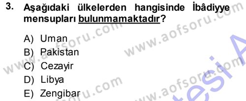 İslam Mezhepleri Tarihi Dersi 2013 - 2014 Yılı (Final) Dönem Sonu Sınav Soruları 3. Soru