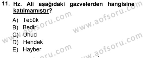 İslam Mezhepleri Tarihi Dersi 2013 - 2014 Yılı Tek Ders Sınav Soruları 11. Soru