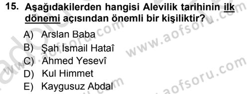 İslam Mezhepleri Tarihi Dersi 2013 - 2014 Yılı Tek Ders Sınav Soruları 15. Soru