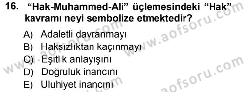 İslam Mezhepleri Tarihi Dersi 2013 - 2014 Yılı Tek Ders Sınav Soruları 16. Soru