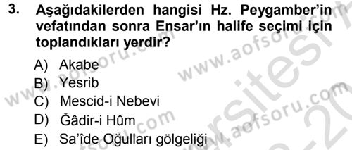 İslam Mezhepleri Tarihi Dersi 2013 - 2014 Yılı Tek Ders Sınav Soruları 3. Soru