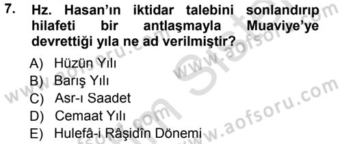 İslam Mezhepleri Tarihi Dersi 2013 - 2014 Yılı Tek Ders Sınav Soruları 7. Soru